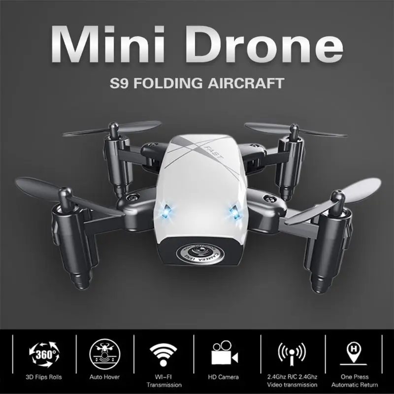 S9HW мини Радиоуправляемый Дрон с камерой 0.3MP Квадрокоптер WiFi FPV Микро Карманный Детский Рождественский подарок игрушка