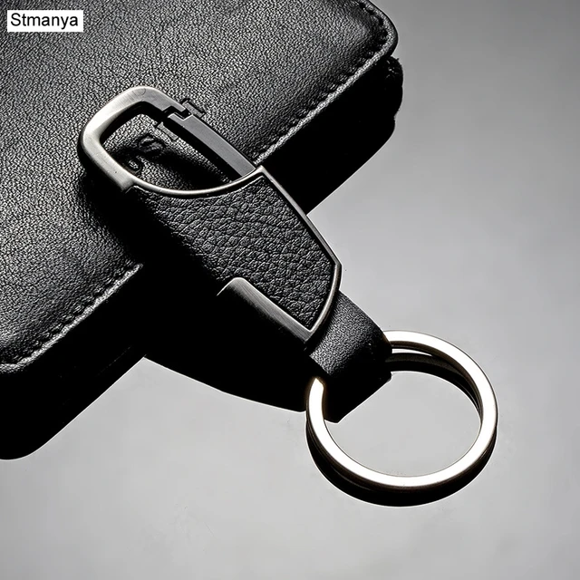 Men Creative Metal Leather Key Chain Ring Keyfob Car Keyring Keychain  Holder