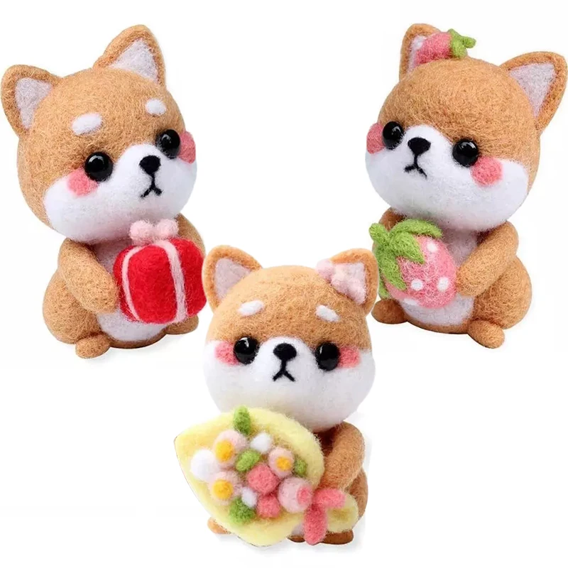 

IMZAY Wool Felting Material Package Needle Felting Beginner Kits With Wool Felt Poked Doll And Needle Felting Basic Tools