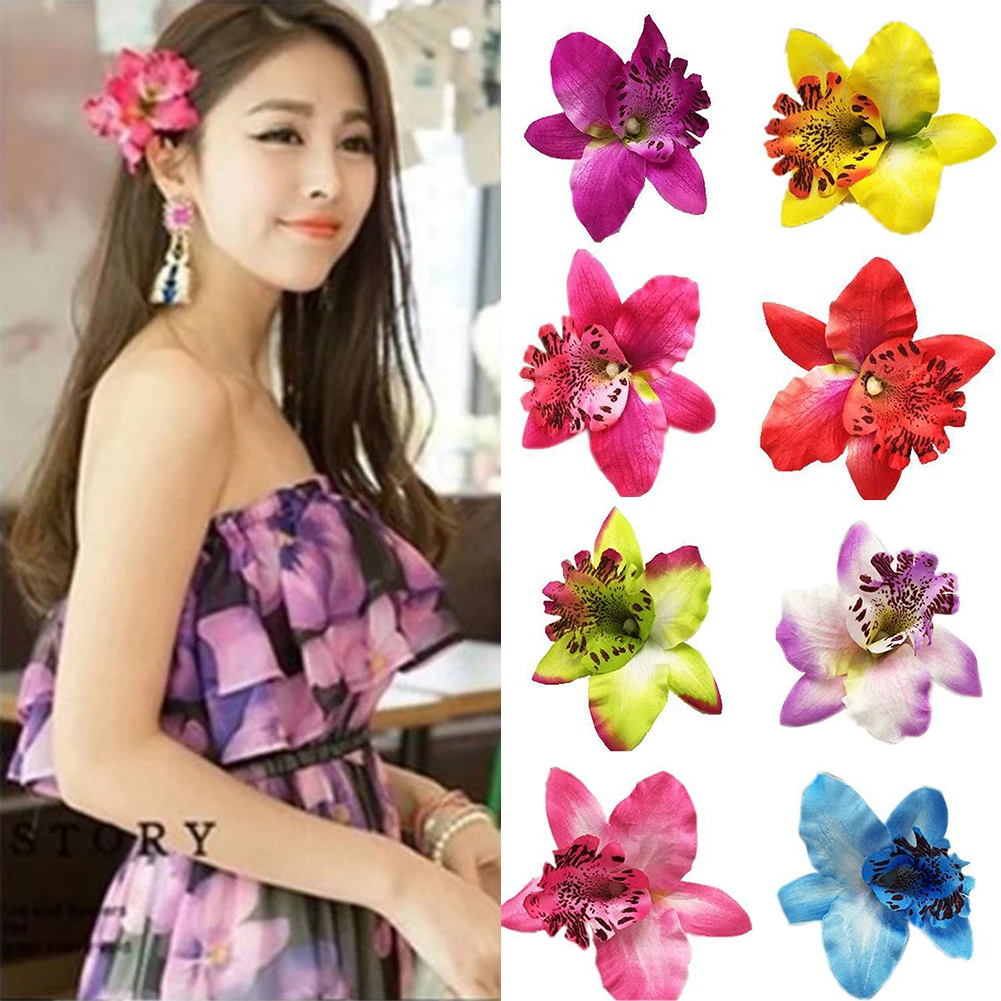 1Pcs Boho Frauen Haarnadeln Thailand Orchidee Blume Haar Clips DIY Handgemachte Mädchen Barrettes Haar Zubehör Strand Hochzeit Dekoration