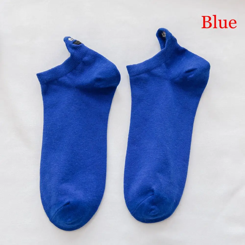 1Pair Creative Elastic Boat Socks Low Ankle Fashion Cartoon Cute Cotton Breathable Candy Color Summer Invisibility Short Hosiery - Цвет: Blue