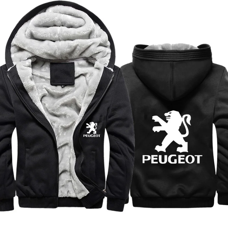 Мужские толстовки с логотипом peugeot Car, мужская куртка с капюшоном, повседневные зимние Утепленные флисовые хлопковые куртки на молнии, реглан, спортивные костюмы