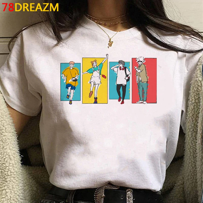 Jujutsu-Camiseta de verano para hombre, ropa de calle con estampado japonés kawaii blanco, ropa para parejas, Kaisen Gojo Satoru Yuji itatori