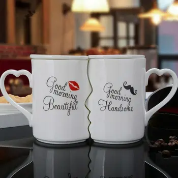 

2Pcs/Set Couples Cup Ceramic Kiss Mug Valentine's Day Wedding Christmas Gifts S7