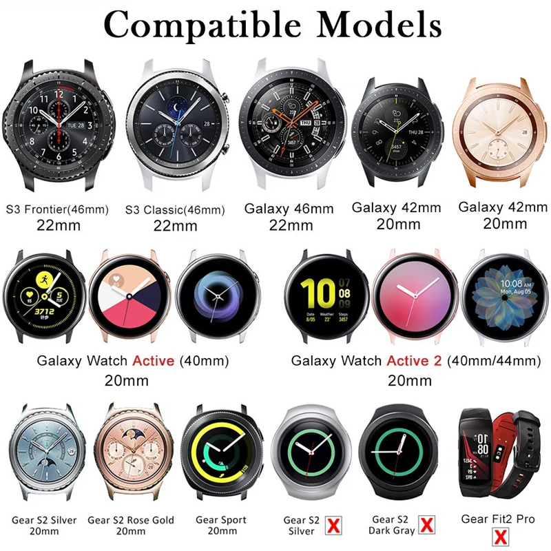 Ремешок для Galaxy Watch Active 2 40 мм 44 мм 20 мм металлический браслет из нержавеющей стали ремешок на запястье для samsung Galaxy Watch active2
