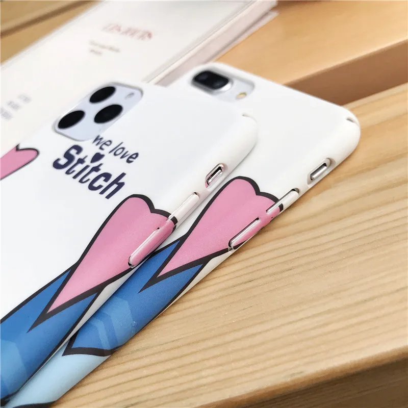 Милый мультяшный счастливый Ститч чехол для телефона для iPhone 11 Pro Xs MAX Xr X 7 8 6 6splus смешная Раскрашенная Пара Жесткий чехол из поликарбоната чехол s Fundas