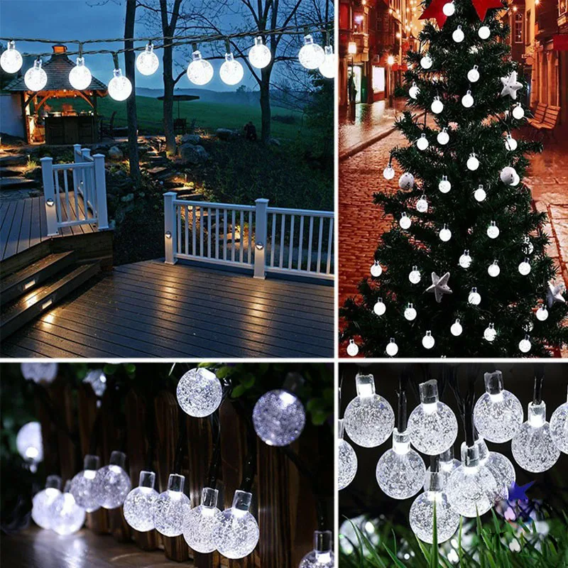 Solar Lamp OutdoorBulbWaterproof Solar String Lamp Fairy Strip Solar Battery Wedding Party Decoration String Lights (20)