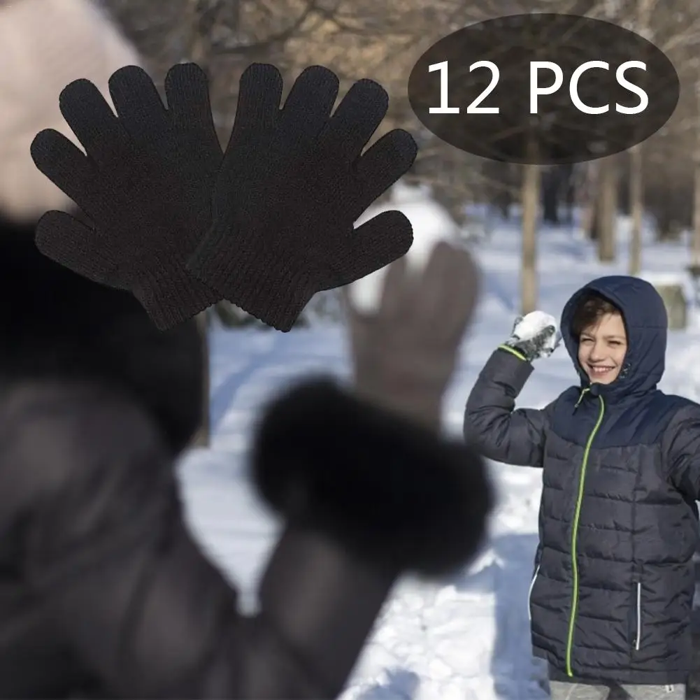 12 Pcs Kids Magic Gloves Elastic Knitting Gloves For Children Winter Outdoors Playing Skiing
