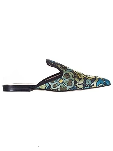 Тапочки с бантом Оливии Donna, Tessuto Damascato, Fantasia Fiori Lurex, Verde