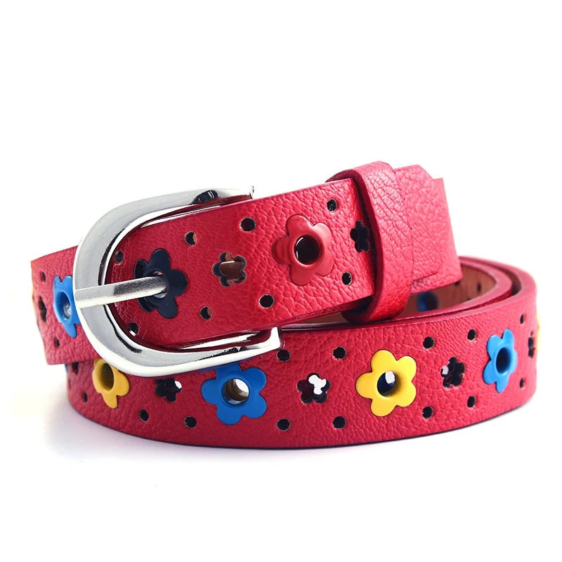 Fashion Children Kids Belt Unisex Hollow Out Small Holes Belts Boys Girls Adjustable Faux Leather Pants Belt Accessories