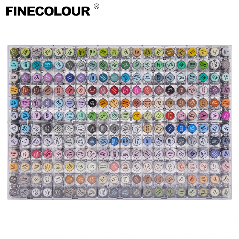 Finecolour маркер для рисования/Пластик Портативный твердую коробку EF100/101/102/103 160/240/480 Цвета на спиртовой основе чернила Маркер двойная головка чистящей щетки