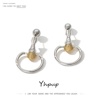 

Yhpup Fashion Brand Geometric Dangle Earrings Hollow Silver 2020 High Quality Charm Brincos for Female Office Party Jewelry Gift