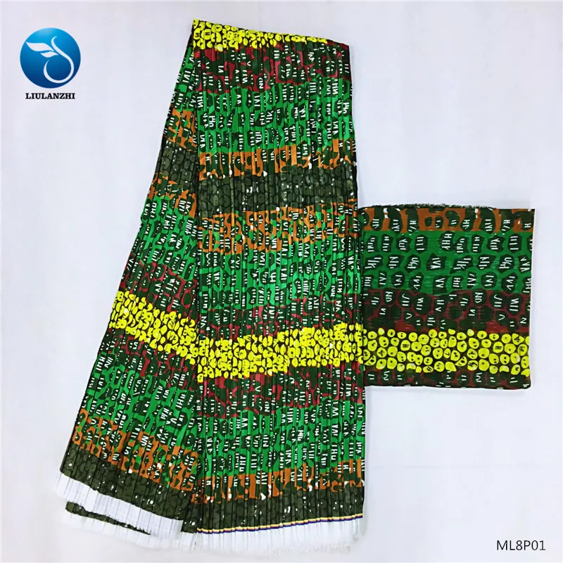 LIULANZHI африканская восковая ткань новейший стиль плиссированная атласная ткань 4+ 2 ярдов нигерийская Женская атласная ткань ML8P