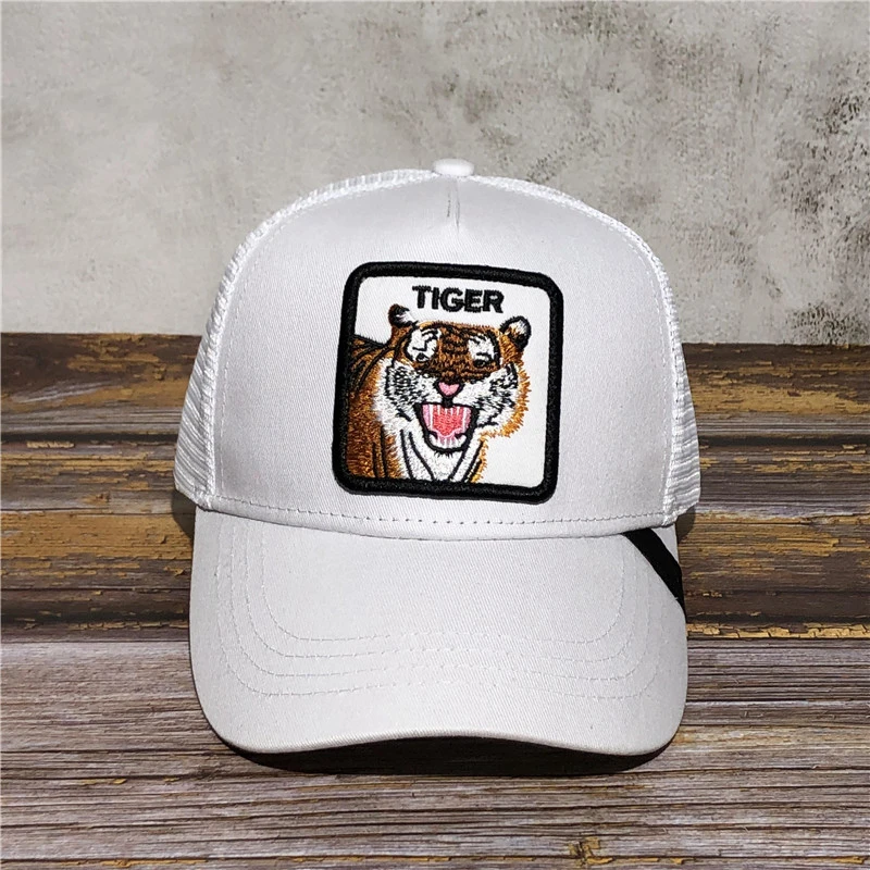white TIGER Модная новинка, унисекс, мужская, женская, GoorinS, животная ферма, Дальнобойщик, глаз тигра, Регулируемая Кепка, дятел, Лев, Дальнобойщик, Кепка - Color: white TIGER