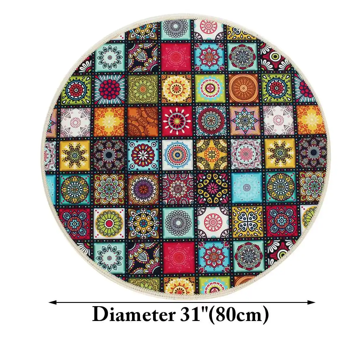Round Carpet 3D Printed Red Splice Carpet Rug Bedroom Bedside Bathroom Computer Chair Antislip Mat Floor Mat Romantic Home Deco