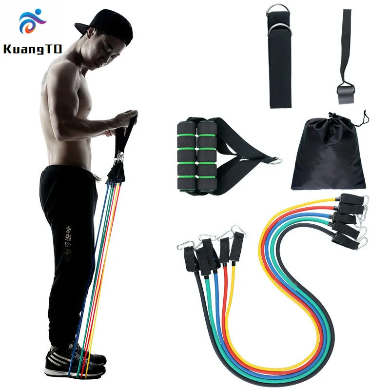 

Resistance Band Set 11 Pcs Stackable Home Workout Pilates Heavy-duty Carabiner Strength Training Muscular Bodyweight Training