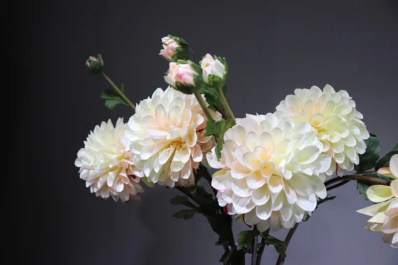 100 шт белый Dahlia помпон Маргаритка желтая хризантема домашние декоративные искусственные цветы Свадебная вечеринка