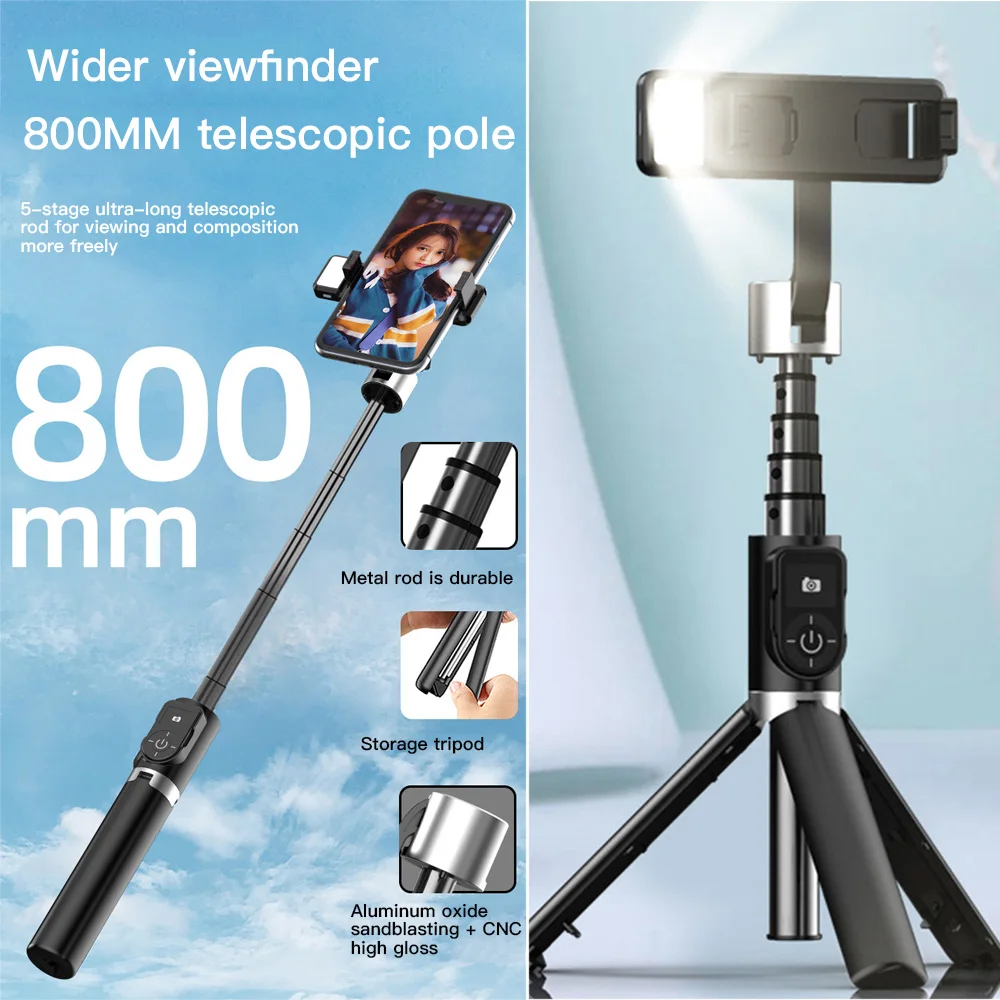 P70D Bluetooth Selfie Stick Tripod Fill light Video Record Support Universal Adjustable Direction Smartphone Stabilizer Vlog (12)