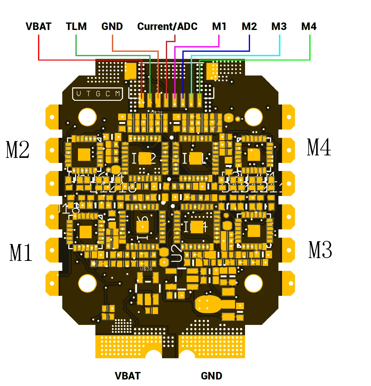 Holybro Tekko32 F3 45A Blheli_32 DShot1200 3-6S 20x20 мм 4 в 1 бесщеточный ESC поддерживает oneshot/Multishot/Dshot PWM для радиоуправляемого дрона