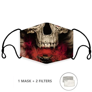 

Adult Kids Fashion Skull Print mouth Mask Reusable Protective PM2.5 Filter Mask anti dust Face mask bacteria proof Flu Mask