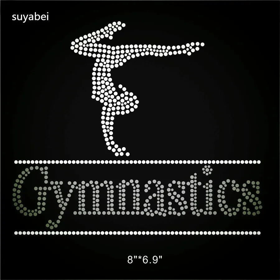 2pc/lot Gymnastic girl appliques transfers design iron on transfer patches hot fix rhinestone motifs fixing rhinestones | Дом и сад