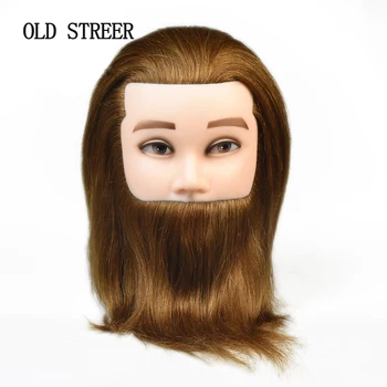 

8'' 100% Human Hair Training Head Salon Male Mannequin Head Hairdressing Practice Model Head Doll In Mannequins With Beard