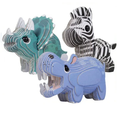 

12 Style 3D three-dimensional puzzle cartoon animal DIY handmade puzzle paper model creative Christmas goods toy