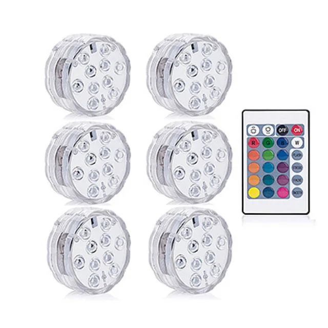 1 Remote 6 Light IP68 водонепроницаемый светильник для бассейна RGB светодиодный Красочный подводный светильник ing Pond погружной светильник для свадебной вечеринки - Испускаемый цвет: 1 Remote 6 Light