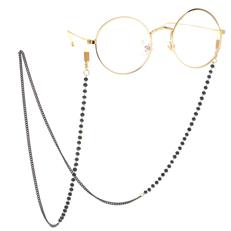 

Women Men Glasses Neck Strap Chain Black Crystal Beads Eyeglass Necklace Metal Sunglasses Cord Lanyard Reading Glasses Rope