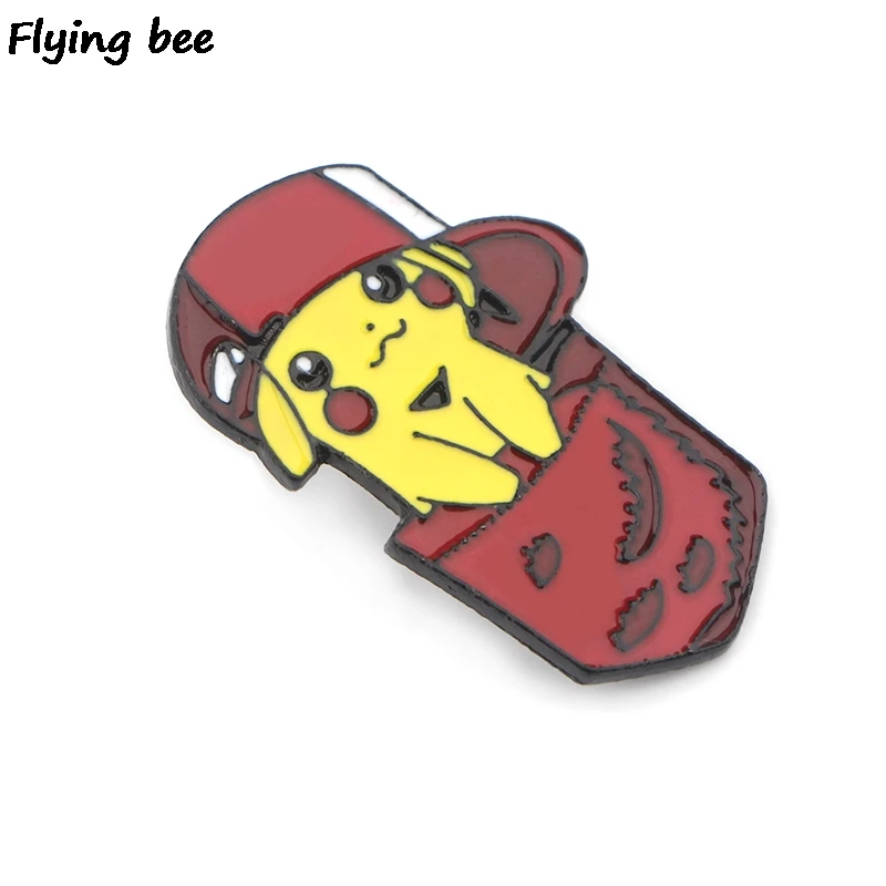 Flyingbee мультфильм Забавный Пикачу булавка эмаль для одежды сумки значок для рюкзака смешная Милая брошь рубашка нагрудные булавки X0402