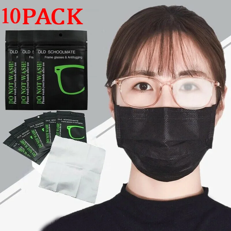 10pcs Reusable Antifog Wipes Glasses Premoistened Antifog Lens Cloth
