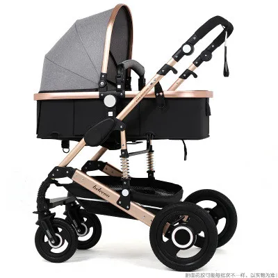 Luxury Multifunctional 2 in 1 Baby Stroller Portable High Landscape Gold Black Baby Carriage Folding Newborn Infant Stroller