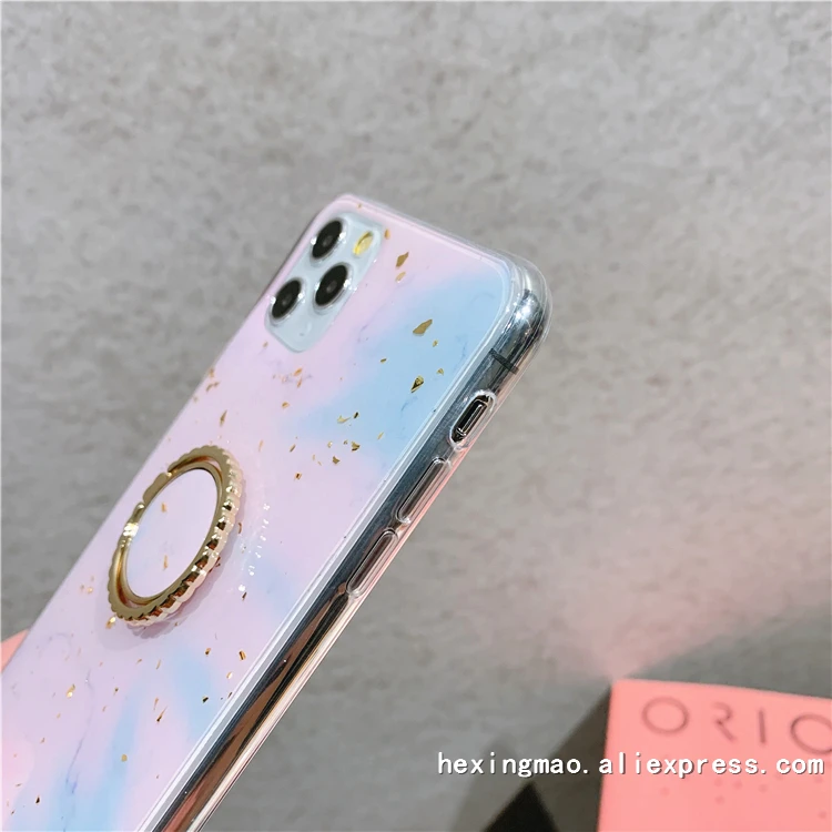 Золотой фольга белый мрамор чехол для телефона для iphone XS Max XR X 8 7 6 Plus задняя крышка модный градиентный художественный чехол s Роскошный с кольцом