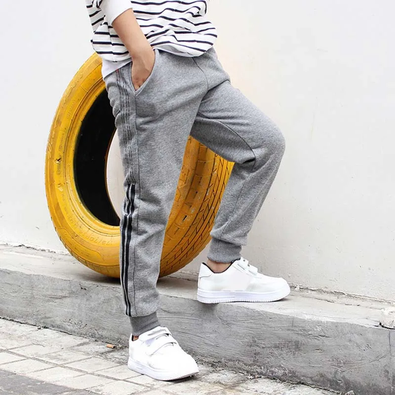 Style 2-grey DIIMUU/детская одежда для маленьких мальчиков; повседневные хлопковые спортивные штаны; эластичные штаны в полоску для бега и отдыха; школьные брюки - Цвет: Style 2-grey