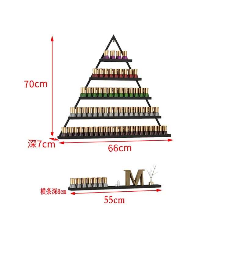Органайзер, стеллаж для хранения, металлические полки в скандинавском стиле для хранения на стене, держатели для полировки ногтей, маникюрный магазин, железная стойка, масло для ногтей