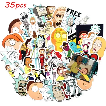 

35pcs Rick and Morty Stickers Cosplay Prop Accessories PVC Waterproof Cartoon Anime Sticker for Phone Suitcase Computer Decor