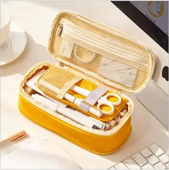 

New High Quality Large Capacity Pencil Case Kawaii Canvas School Pencilcase Double Layer Cute Pencil Box Kids Stationery