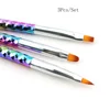 3Pcs/Set Nail Art Brush Rainbow Color Crystal Liner Dotting Acrylic Builder Painting Drawing Carving Pen UV Gel Manicure Tool ► Photo 2/6