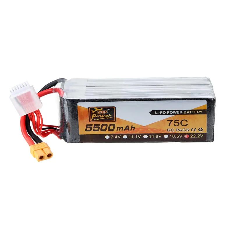 1 шт. ZOP 22,2 в 5500 мАч 75C 6S XT60 разъем Lipo батарея для Радиоуправляемый вертолет FPV автомобиль Самолет RC Квадрокоптер, Мультикоптер запчасти
