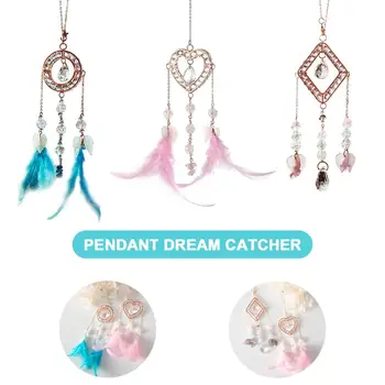 

Handmade Dream Catcher Wind Chimes Home Hanging Craft Gift Feather Crystals Dreamcatcher Ornament Car Hanging Bedroom Decoration