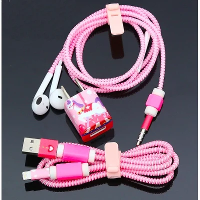 Прекрасный мультяшный usb-кабель DIY наклейки для зарядного устройства защитный чехол шнур защита провода крышка протектор для iPhone X/Xs зарядное устройство - Цвет: 008