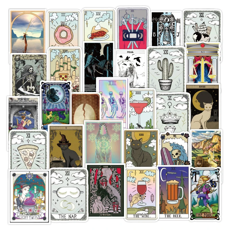 

50PCS/Set Tarot Card Divination Waterproof Stickers Decal for DIY Girl Stationery Scrapbook Laptop Guitar Suitcase Sticker