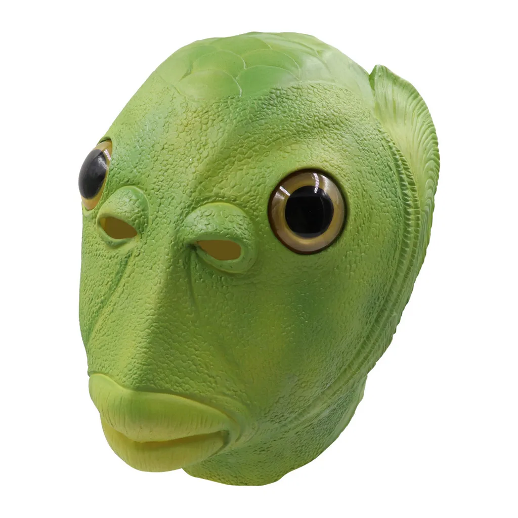 Hot Halloween Masks for Masquerade Party Scary Fish Head Mask Latex Animal Party Costumes Halloween Cosplay Green Y821