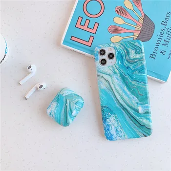 

Blue Marble Mobile Phone Case Cover for iphone 11 pro max 7 8 plus x xr with Matching for Airpods 1 2 Charging Case
