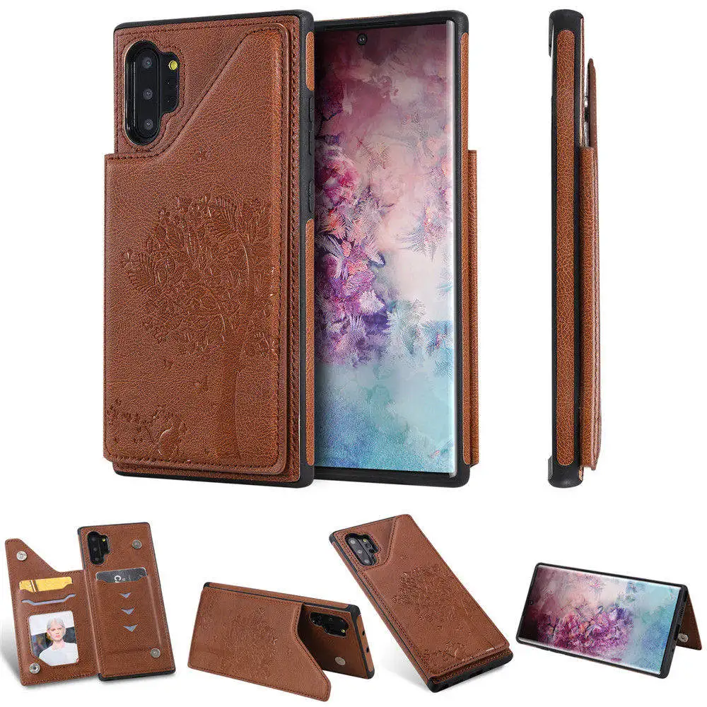 Для samsung Galaxy Note 10 Note 10+ 5G Чехол кожаный флип чехол-портмоне держатель чехол для samsung Note 10pro Note10 Plus Fundas - Цвет: Brown