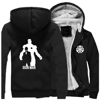 

Iron Man Thick Warm Jacket Tony Stark Winter Fleece Jackets Printed Sweatshirts Men Thick Hoodies Sportswear Outwear Streetweat