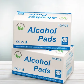 

100Pcs/Box New Portable Alcohol Swabs Pads Wet Wipes Antiseptic Cleanser Cleaning Sterilization First Aid Home Makeup Wipes