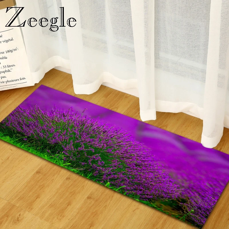 Zeegle фиолетовый Лавандовый дверной коврик с 3D принтом для входной двери кухонный