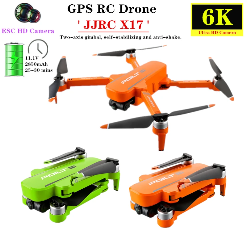 US $135.99 Jjrc X17 Rc Drone 6k Esc Hd Camera With TwoAxis Gimbal Quadcopter Gps Brushless Motor Uav Foldable Helicopter Dron Vs F11 Sg906
