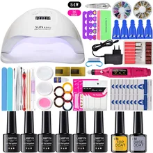 Набор для ногтей 54/36 Вт Ультрафиолетовая лампа для маникюра Набор 6 цветов Гель-лак набор для ногтей сверлильный станок Комплект для наращивания ногтей пилка для ногтей инструмент